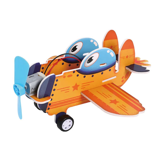 HKM-697427 DIY Aerodynamic Airplane Kit for Kids - Educational Science Toy with Fan Blades