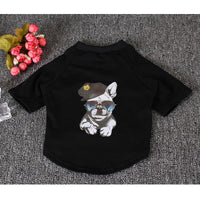 HKM-6974653 Cotton Dog T-Shirt for Pets - Two-Legged Wear in Black and White