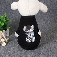 HKM-6974653 Cotton Dog T-Shirt for Pets - Two-Legged Wear in Black and White