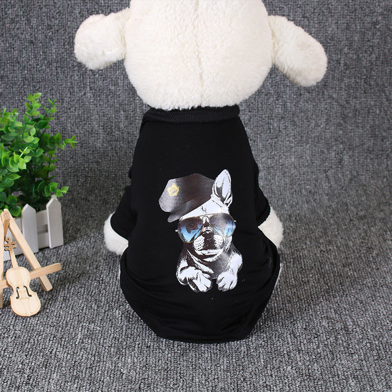 HKM-6974653 Cotton Dog T-Shirt for Pets - Two-Legged Wear in Black and White