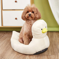 HKM-6976317 Duck-Shaped Fluffy Pet Bed Sofa for Small Dogs and Cats - Soft Polyester, Unique Design, Comfortable Sleeping Nest for All Seasons