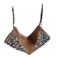 HKM-6976445 Double-Sided Cat Hammock Bed for Cats - Cozy Plush and Canvas Design with Spring Snap Hooks, Fits Under Furniture