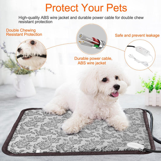 HKM-6976701 Pet Heating Pad for Dogs and Cats - Waterproof, Adjustable Temperature, Chew Resistant Cord, Rapid Heating
