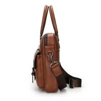 HKM-697683 Business Single Shoulder PU Leather Briefcase for Men - Versatile Laptop Bag