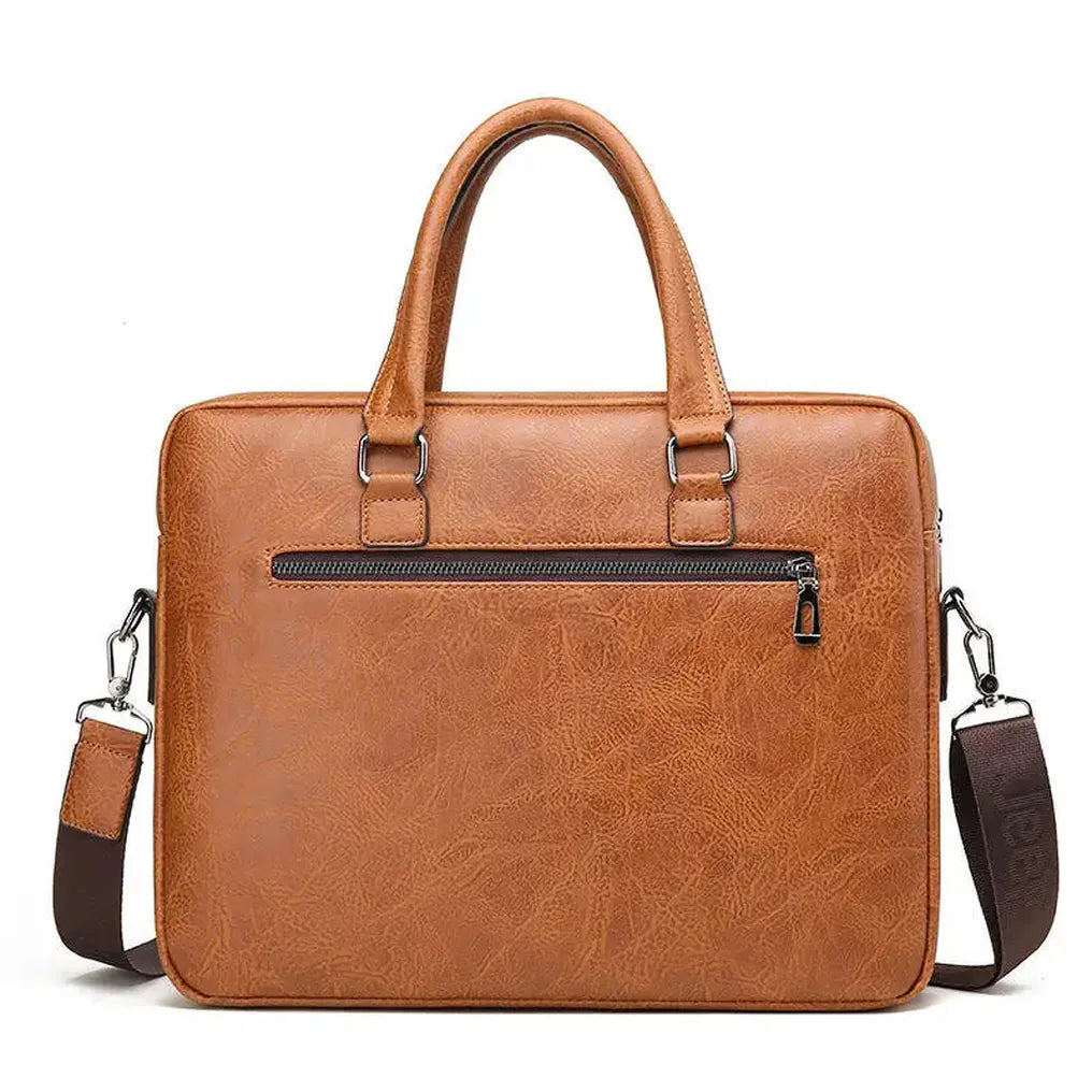 HKM-697683 Business Single Shoulder PU Leather Briefcase for Men - Versatile Laptop Bag