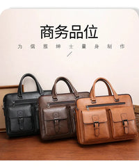 HKM-697683 Business Single Shoulder PU Leather Briefcase for Men - Versatile Laptop Bag
