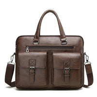 HKM-697683 Business Single Shoulder PU Leather Briefcase for Men - Versatile Laptop Bag