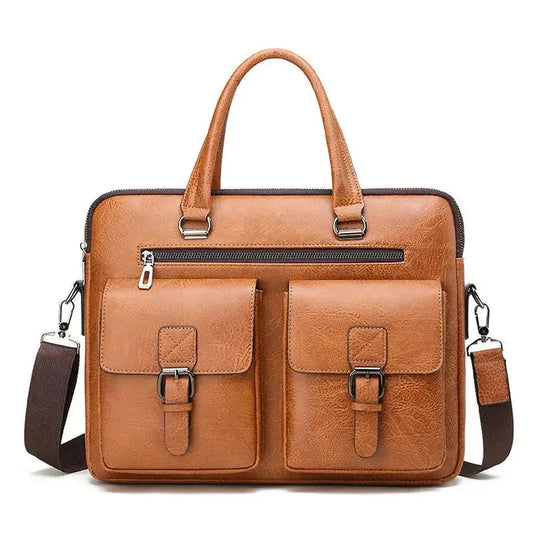 HKM-697683 Business Single Shoulder PU Leather Briefcase for Men - Versatile Laptop Bag