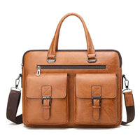HKM-697683 Business Single Shoulder PU Leather Briefcase for Men - Versatile Laptop Bag