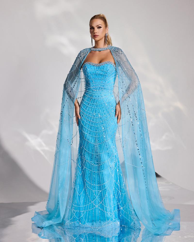 HKM-697683 Elegant Blue Women's Evening Dress EZ25174