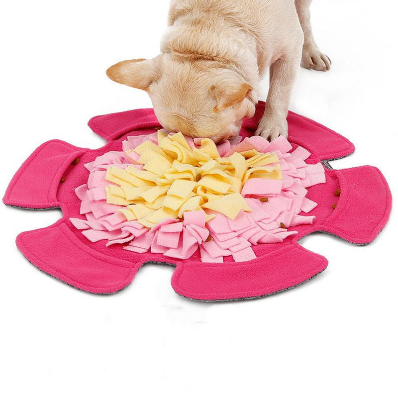 HKM-697811 Flower-Shaped Sniff Toy Dog Yoga Mat - Soft Polar Fleece, 48x48CM