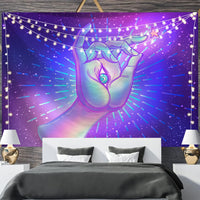 HKM-697811 Geometric Abstract Fluorescent Effect Tapestry - Rectangular Polyester Fiber Wall Hanging, Multiple Colors Available
