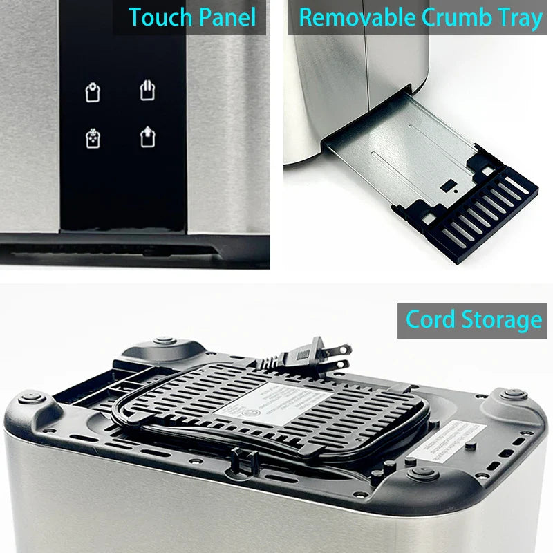 HKM-697875 Digital Touch Screen 2-Slice Toaster with Adjustable Settings