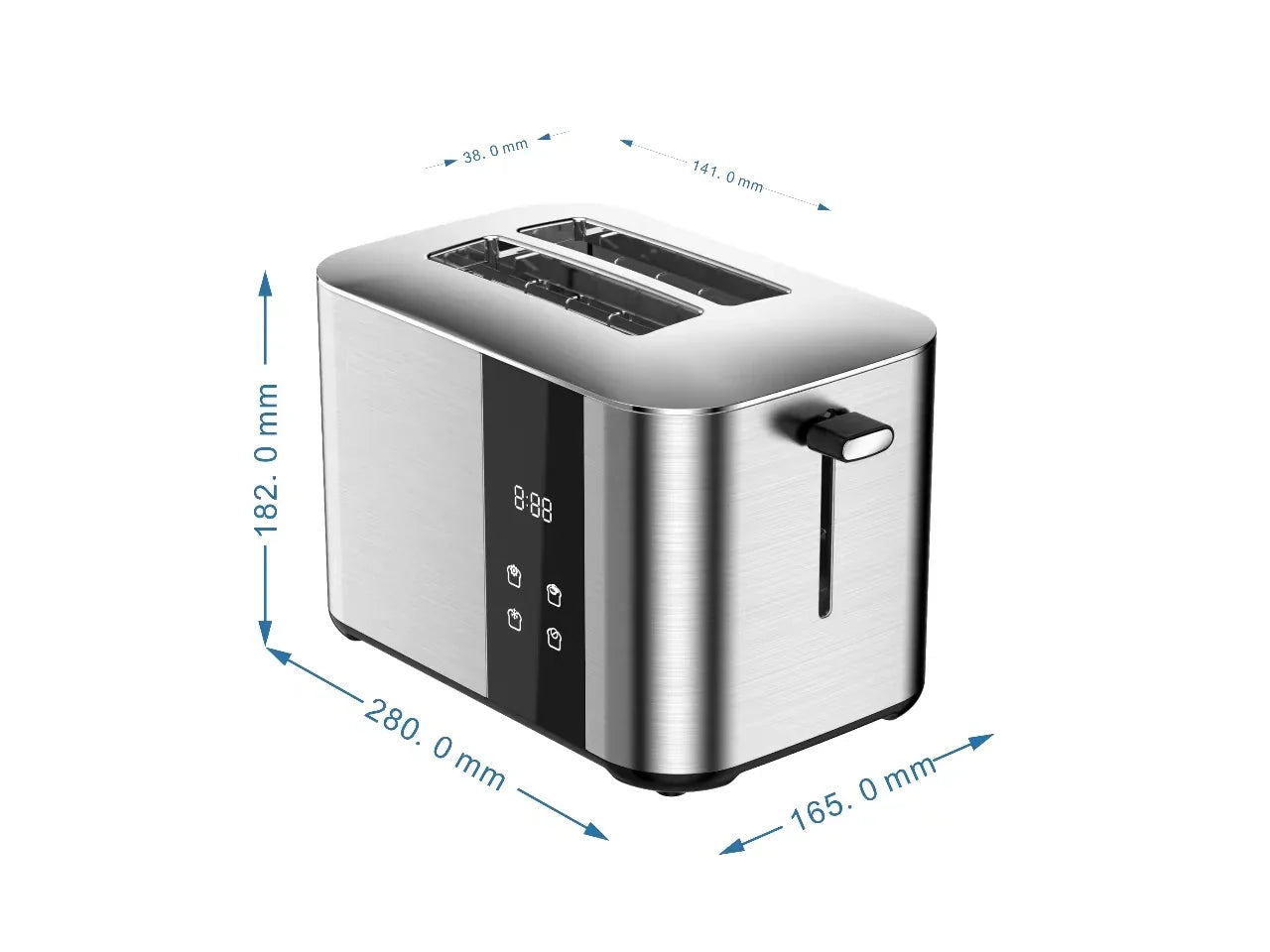 HKM-697875 Digital Touch Screen 2-Slice Toaster with Adjustable Settings