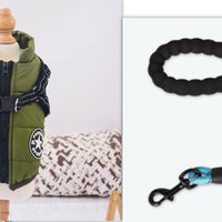 HKM-6979261 Waterproof Winter Dog Coat with Harness for Large and Small Breeds, Available in Red, Navy Blue, and Army Green