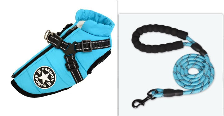 HKM-6979261 Waterproof Winter Dog Coat with Harness for Large and Small Breeds, Available in Red, Navy Blue, and Army Green