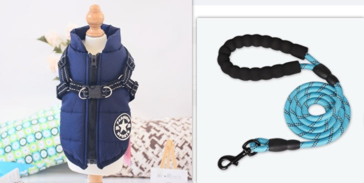 HKM-6979261 Waterproof Winter Dog Coat with Harness for Large and Small Breeds, Available in Red, Navy Blue, and Army Green