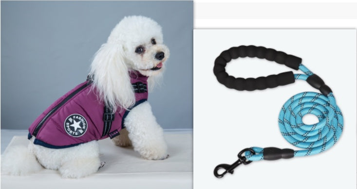 HKM-6979261 Waterproof Winter Dog Coat with Harness for Large and Small Breeds, Available in Red, Navy Blue, and Army Green