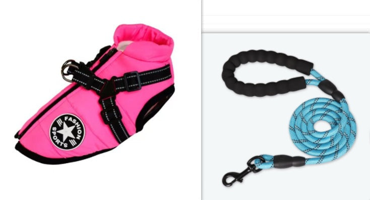 HKM-6979261 Waterproof Winter Dog Coat with Harness for Large and Small Breeds, Available in Red, Navy Blue, and Army Green