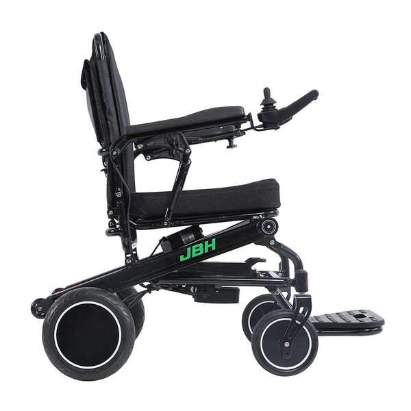 HKM-3338707 Folding Electric Wheelchair Dual 250W Motors 24V 24Ah Battery 12.4 Mile Range 330 lb Capacity Aluminum Frame