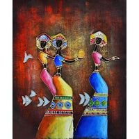 HKM-698131 Tribal Dance DIY Painting By Numbers Kit - Complete Linen Canvas Set with Brush and Paint