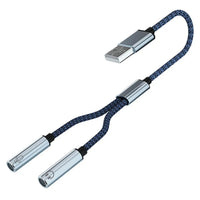 HKM-698131 USB to 3.5mm Audio Splitter Cable for Headphones and Microphones - Dual Female Connections