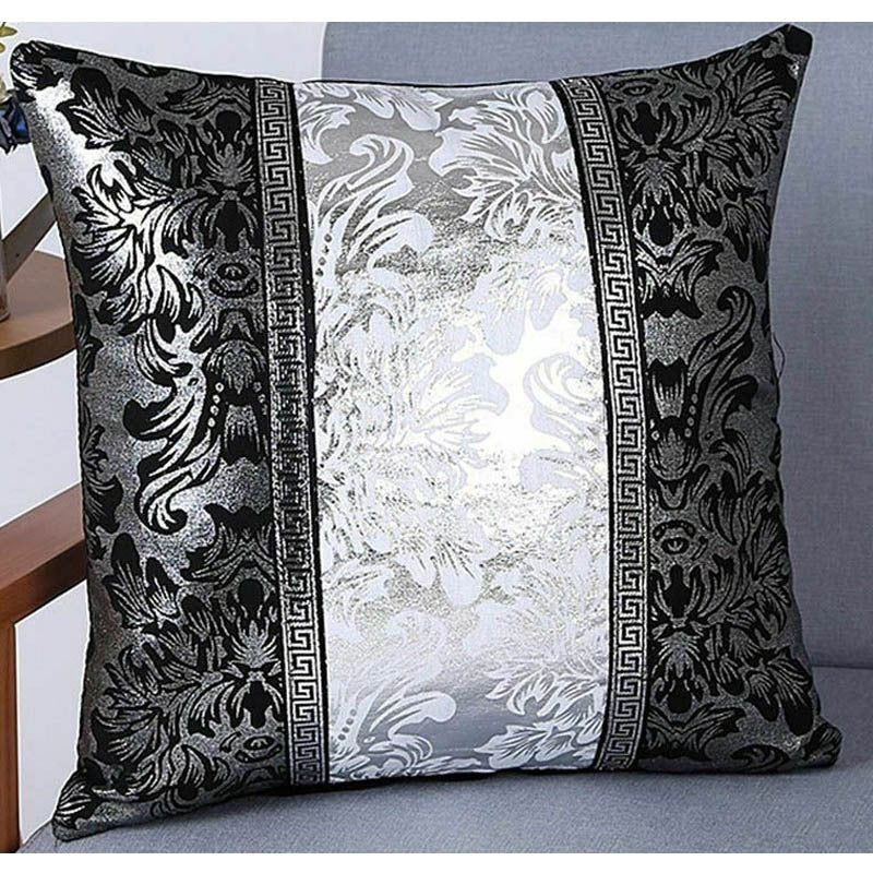 HKM-698195 Chinese Style Black and White Blue and White Porcelain Stitching Pillowcase, 45x45 cm, Linen