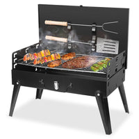 HKM-698323 Portable Charcoal Grill 16.7x10x17.7in Foldable BBQ Suitcase for Outdoor Camping and Picnics