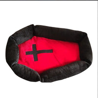 HKM-6983869 Cozy Halloween-Themed Pet Bed for Dogs and Cats - Wooden Design