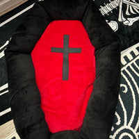 HKM-6983869 Cozy Halloween-Themed Pet Bed for Dogs and Cats - Wooden Design
