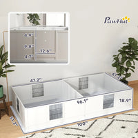 HKM-6984253 Adjustable Two-Room Dog Whelping Box with Washable Pee Pad for Large Breeds