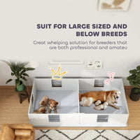 HKM-6984253 Adjustable Two-Room Dog Whelping Box with Washable Pee Pad for Large Breeds