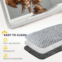 HKM-6984253 Adjustable Two-Room Dog Whelping Box with Washable Pee Pad for Large Breeds