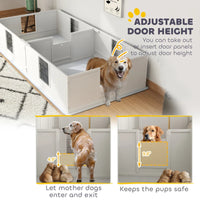 HKM-6984253 Adjustable Two-Room Dog Whelping Box with Washable Pee Pad for Large Breeds