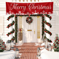 HKM-698451 Nordic White Christmas Snowflake Banner for Festive Home Decor, 50x250cm Polyester Fiber