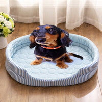 HKM-6984637 Summer Ice Silk Pet Bed Mat for Dogs in Blue and Pink, Multiple Sizes Available