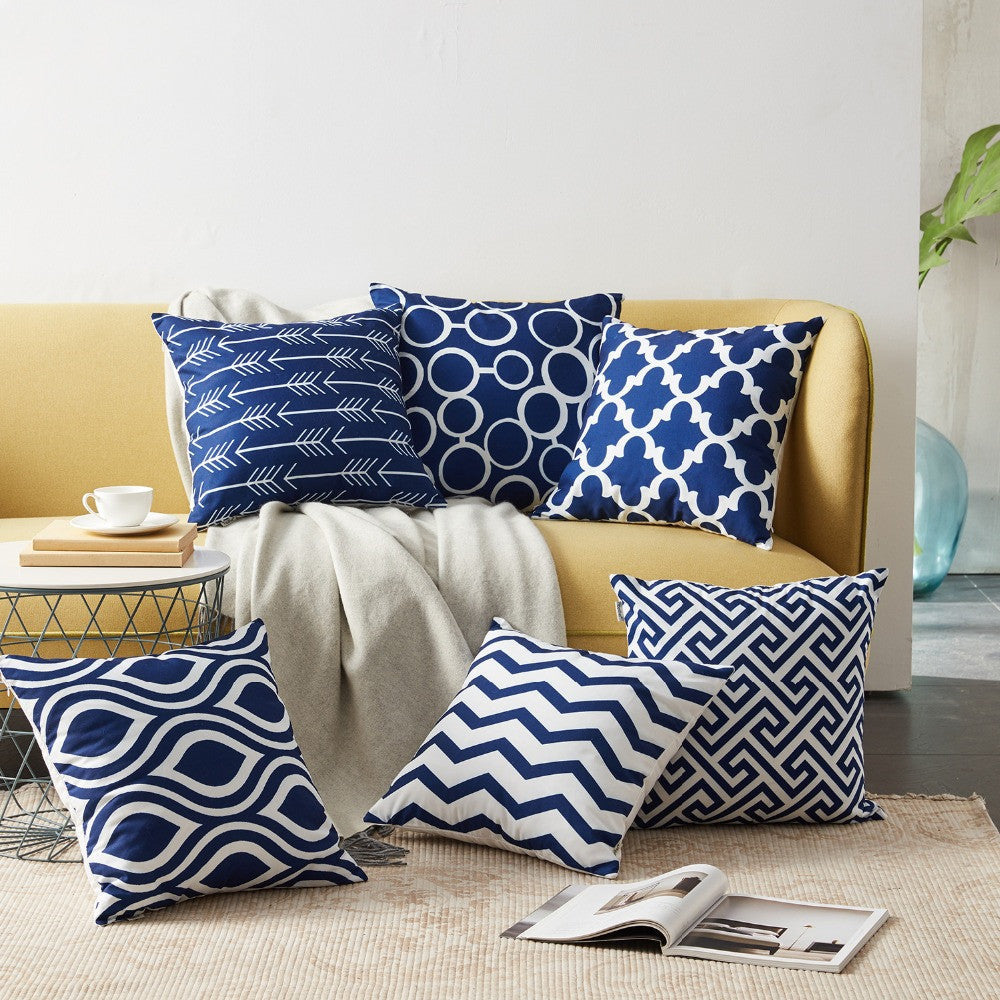 HKM-698515 Geometric Abstract Linen Pillowcase with PP Cotton Filling