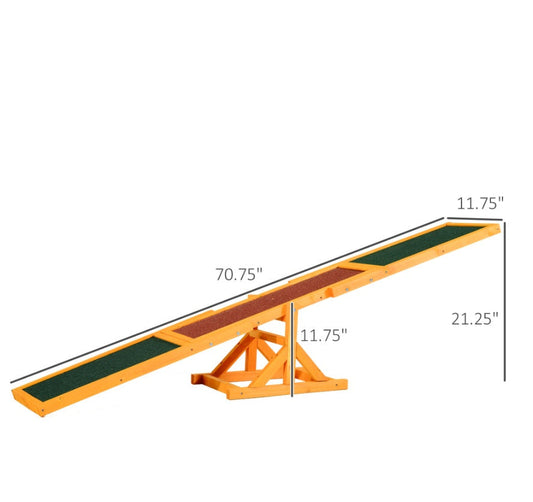 HKM-6985405 Wooden Dog Agility Seesaw for Training and Exercise, Weather-Resistant, 71 Inches Long