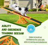 HKM-6985405 Wooden Dog Agility Seesaw for Training and Exercise, Weather-Resistant, 71 Inches Long