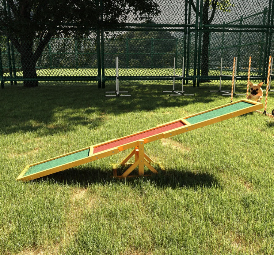 HKM-6985405 Wooden Dog Agility Seesaw for Training and Exercise, Weather-Resistant, 71 Inches Long