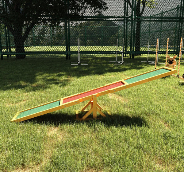HKM-6985405 Wooden Dog Agility Seesaw for Training and Exercise, Weather-Resistant, 71 Inches Long