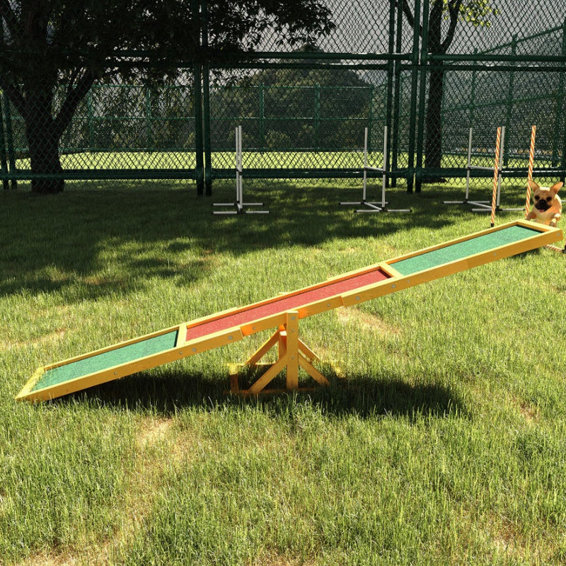 HKM-6985405 Wooden Dog Agility Seesaw for Training and Exercise, Weather-Resistant, 71 Inches Long
