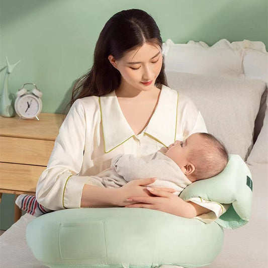 HKM-698579 Cotton Breastfeeding Pillow Set for Newborns - Mint Green, 2-Piece