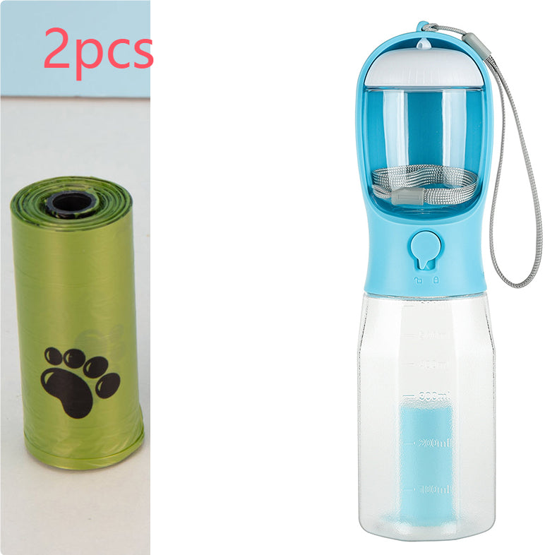 HKM-6986429 3-in-1 Portable Water Bottle & Food Feeder with Poop Dispenser for Pets - Leak-Proof, Convenient, and Compact Design