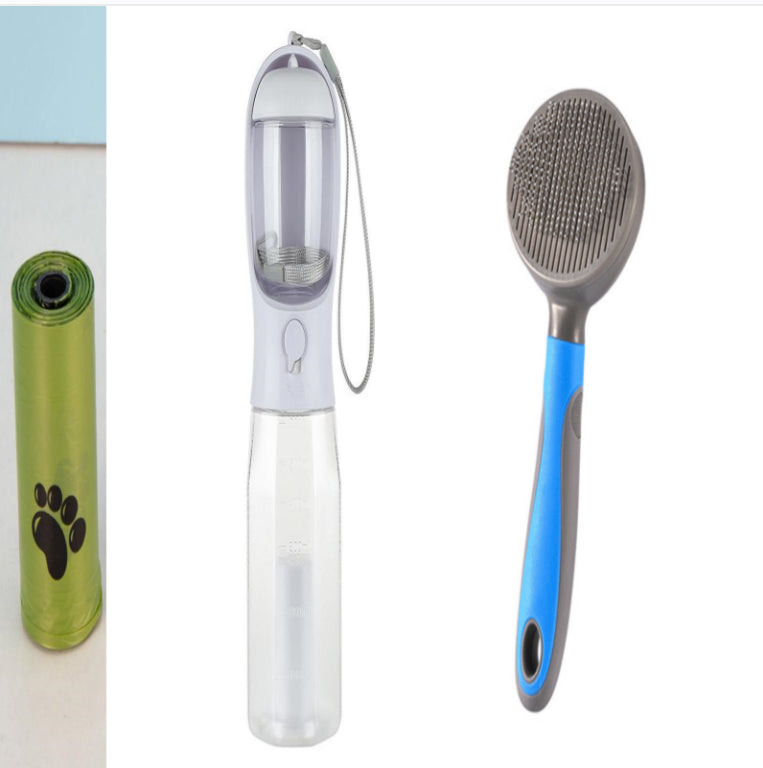 HKM-6986429 3-in-1 Portable Water Bottle & Food Feeder with Poop Dispenser for Pets - Leak-Proof, Convenient, and Compact Design