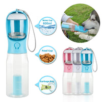 HKM-6986429 3-in-1 Portable Water Bottle & Food Feeder with Poop Dispenser for Pets - Leak-Proof, Convenient, and Compact Design