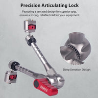 HKM-698643 11" Articulating Magic Arm with 1/4" Screw and Retractable Arri Pin for Action Cameras
