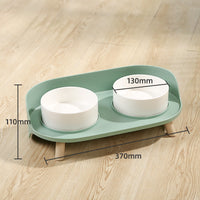 HKM-6987837 Tilted Double Pet Bowl for Cats and Dogs - Adjustable Spill-Proof Feeder with Cervical Support
