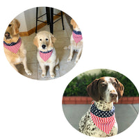 HKM-6987965 American Flag Triangle Pet Scarf - Cotton Absorbent Towel for Medium Dogs (Blue Red, 66x45cm)