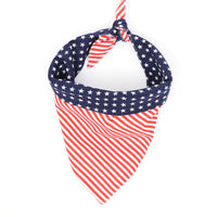 HKM-6987965 American Flag Triangle Pet Scarf - Cotton Absorbent Towel for Medium Dogs (Blue Red, 66x45cm)